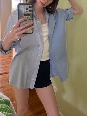 Zara Light Blue Pinstripe Button-Down Shirt